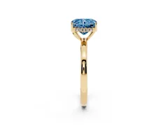Fancy Blue Radiant Cut Diamond Solitaire Ring Set in Yellow gold with Plain Band and Prong Setting