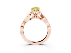 Fancy Yellow Marquise Cut Diamond Vine Band Solitaire Ring Set in Rose gold with Milgrain Prong Setting
