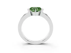 Fancy Green Heart Cut Diamond Channel-Set Band Ring Set in White gold with Bezel Prong Setting