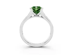 Fancy Green Cushion Cut Diamond Bezel-Set Solitaire Ring Set in Silver with Channel-Set Band