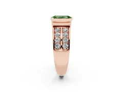 Fancy Green Emerald Cut Diamond Wide Channel Set Band Ring Set in Rose gold with Bezel Setting