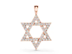 Pavé Round Diamond Star of David Pendant Set in Rose gold with Four-Prong Setting