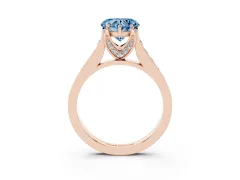 Fancy Blue Heart Cut Diamond Solitaire Pavé Engagement Ring Set in Rose gold with Prong Setting