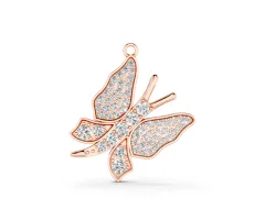 Pavé Round Diamond Butterfly Pendant Set in Rose gold with Prong Setting
