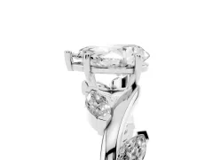Pear Cut Diamond Solitaire Ring Set in Platinum with Twisted Marquise Accent Band