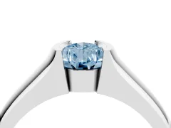 Fancy Blue Pear Cut Diamond Bezel Solitaire Ring Set in Platinum with Wide Band