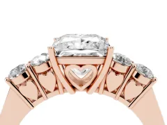 Princess Cut Diamond Five-Stone Prong Set Band Ring Set in Rose gold with Polished Band