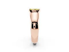 Fancy Yellow Radiant Cut Diamond Bezel Solitaire Ring Set in Rose gold with Wide Band