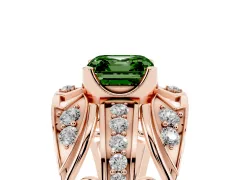 Fancy Green Asscher Cut Diamond Art Deco Ring Set in Rose gold with Pavé Split Shank