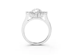 Pear Cut Diamond Cluster Halo Ring Set in Platinum with Marquise and Round Accents