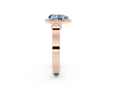 Fancy Blue Pear Cut Diamond Halo Ring Set in Rose gold with Pavé-Lined Split Shank Band