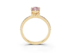 Fancy Pink Marquise Cut Diamond Solitaire Ring Set in Yellow gold with Channel Set Band and Prong Setting