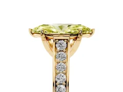 Fancy Yellow Marquise Cut Diamond Solitaire Pavé Engagement Ring Set in Yellow gold with Prong Setting