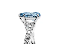Fancy Blue Pear Cut Diamond Twisted Pavé Band Ring Set in Platinum with Prong Setting