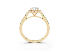Pear Cut Diamond Halo Pavé Engagement Ring Set in Yellow gold with Prong Setting