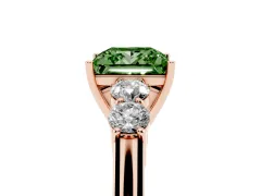 Fancy Green Princess Cut Diamond Five-Stone Prong Set Band Ring Set in Rose gold with Polished Band