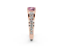 Fancy Pink Princess Cut Diamond Pavé Engagement Ring Set in Rose gold with Prong Setting