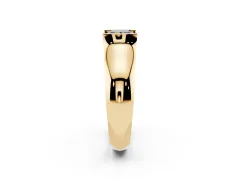 Fancy Black Princess Cut Diamond Bezel Solitaire Ring Set in Yellow gold with Wide Band
