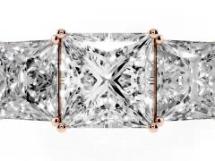 Princess Cut Diamond Three-Stone Ring Set in Rose gold with Textured Band