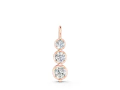 Three-Stone Round Diamond Cascade Drop Pendant Set in Rose gold with Prong Setting
