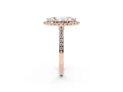 Marquise Cut Diamond Halo Pavé Engagement Ring Set in Rose gold with Prong Setting