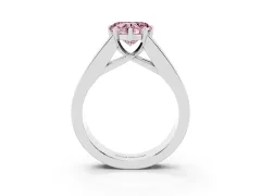 Fancy Pink Heart Cut Diamond Solitaire Ring Set in Silver with Channel-Set Accent Stones and Prong Setting