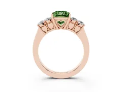 Fancy Green Princess Cut Diamond Five-Stone Prong Set Band Ring Set in Rose gold with Polished Band