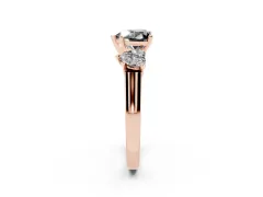 Fancy Black Heart Cut Diamond Three-Stone Trellis Ring Set in Rose gold with Comfort Fit Band