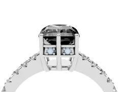 Fancy Black Radiant Cut Diamond Solitaire Engagement Ring Set in Platinum with Pavé Band and Prong Setting