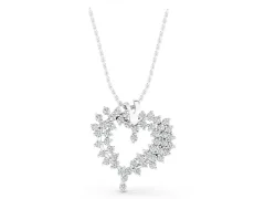 Diamond Cluster Heart Pendant Set in Silver with Prong-Set Round Stones