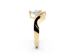 Heart Cut Diamond Solitaire Engagement Ring Set in Yellow gold with Pavé Shoulders