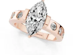 Marquise Cut Diamond Channel-Set Band Ring Set in Rose gold with Bezel Prong Setting