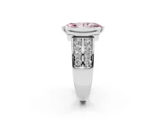 Fancy Pink Marquise Cut Diamond Wide Channel Set Band Ring Set in White gold with Bezel Setting