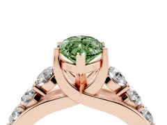 Fancy Green Marquise Cut Diamond Pavé Engagement Ring Set in Rose gold with Prong Setting