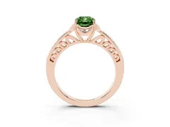Fancy Green Radiant Cut Diamond Halo Ring Set in Rose gold with Channel Set Band and Prong Setting