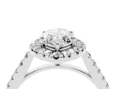 Marquise Cut Diamond Halo Pavé Engagement Ring Set in White gold with Prong Setting
