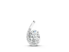 Round Diamond Swirl Pendant Set in Silver with Prong-Set Center and Accent Row
