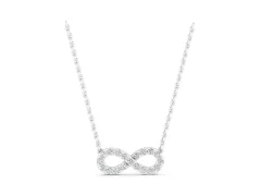 Infinity Pendant Set in Silver with Round Diamond Pavé Loop