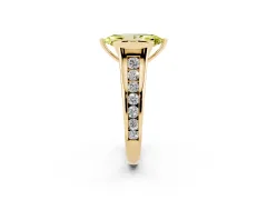 Fancy Yellow Marquise Cut Diamond Bezel-Set Solitaire Ring Set in Yellow gold with Channel-Set Band