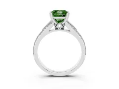 Fancy Green Princess Cut Diamond Split Shank Pavé Engagement Ring Set in White gold with Prong-Set Center Stone