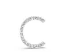 Round Diamond Pavé Letter C Pendant Necklace Set in Silver with Prong-Set Stones