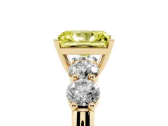 Fancy Yellow Radiant Cut Diamond Five-Stone Prong Set Ring Set in Yellow gold with Classic Band
