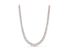 Round Diamond Tennis Necklace Set in Rose gold with Prong Setting