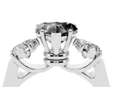 Fancy Black Heart Cut Diamond Three-Stone Trellis Ring Set in Platinum with Comfort Fit Band