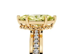 Fancy Yellow Marquise Cut Diamond Solitaire Ring Set in Yellow gold with Channel Set Band and Prong Setting