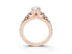 Pear Cut Diamond Pavé Engagement Ring Set in Rose gold with Prong Setting