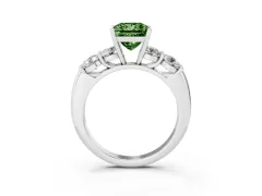 Fancy Green Princess Cut Diamond Five-Stone Prong Set Ring Set in White gold with Classic Band