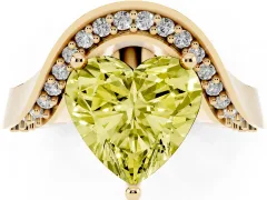 Fancy Yellow Heart Cut Diamond Solitaire Engagement Ring Set in Yellow gold with Pavé Shoulders