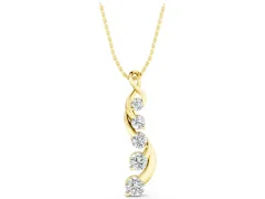 Round Diamond Twist Pendant Set in Yellow gold with Five Prong-Set Stones