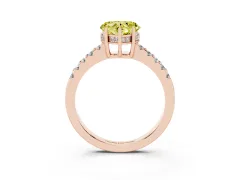Fancy Yellow Heart Cut Diamond Solitaire Engagement Ring Set in Rose gold with Pavé Band and Prong Setting